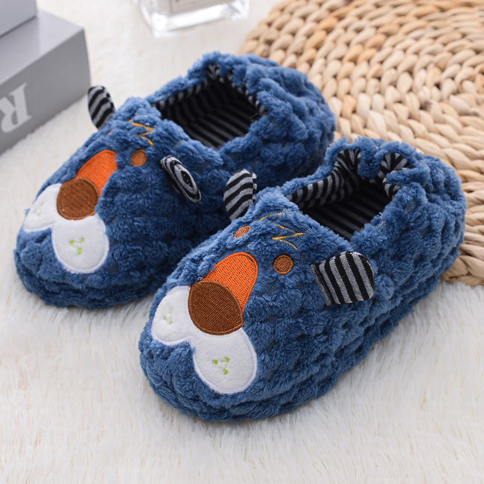 Kayannuo Winter Slippers for Kids Indoor Toddler Cotton Slippers Toddler Infant Kids Baby Warm Shoes Boys Girls Soft-Soled Slippers